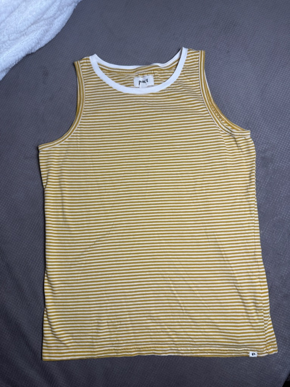 Pact Yellow and White Striped Sleeveless Top
